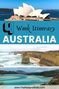 Find out the best 4 week itinerary for Australia with kids. Including Sydney, Great Barrier Reef, Whitsunday Islands, Melbourne, Gold Coast, Great Ocean Road, Fraser Island and Sunshine Coast. This itinerary includes all the best spots on the east coast of Australia tour. All the details you will need to plan your trip around Australia with your family. #australia #sydney #melbourne #greatoceanroad #fraserisland #greatbarrierreef #whitsunday #itinerary #roadtrip